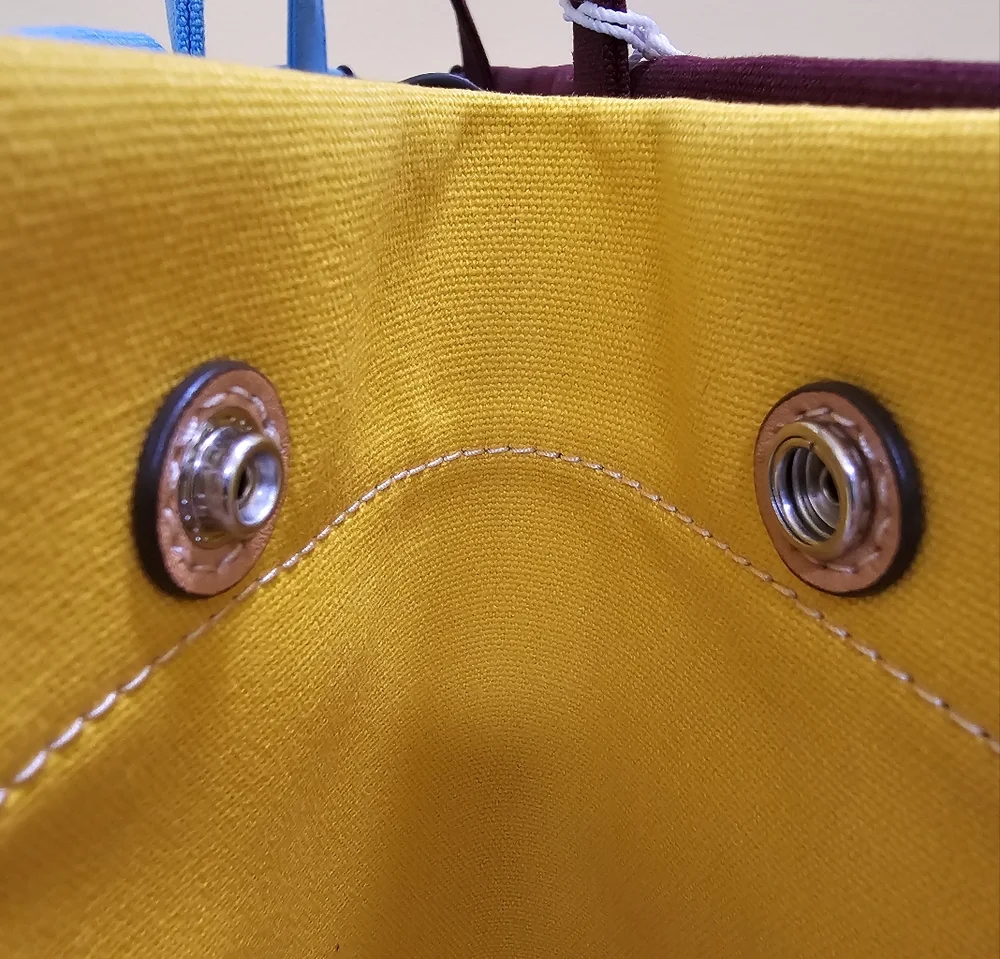 NEW TORY BURCH ELLA COLOR-BLOCK CANVAS TOTE - Picture 14 of 17